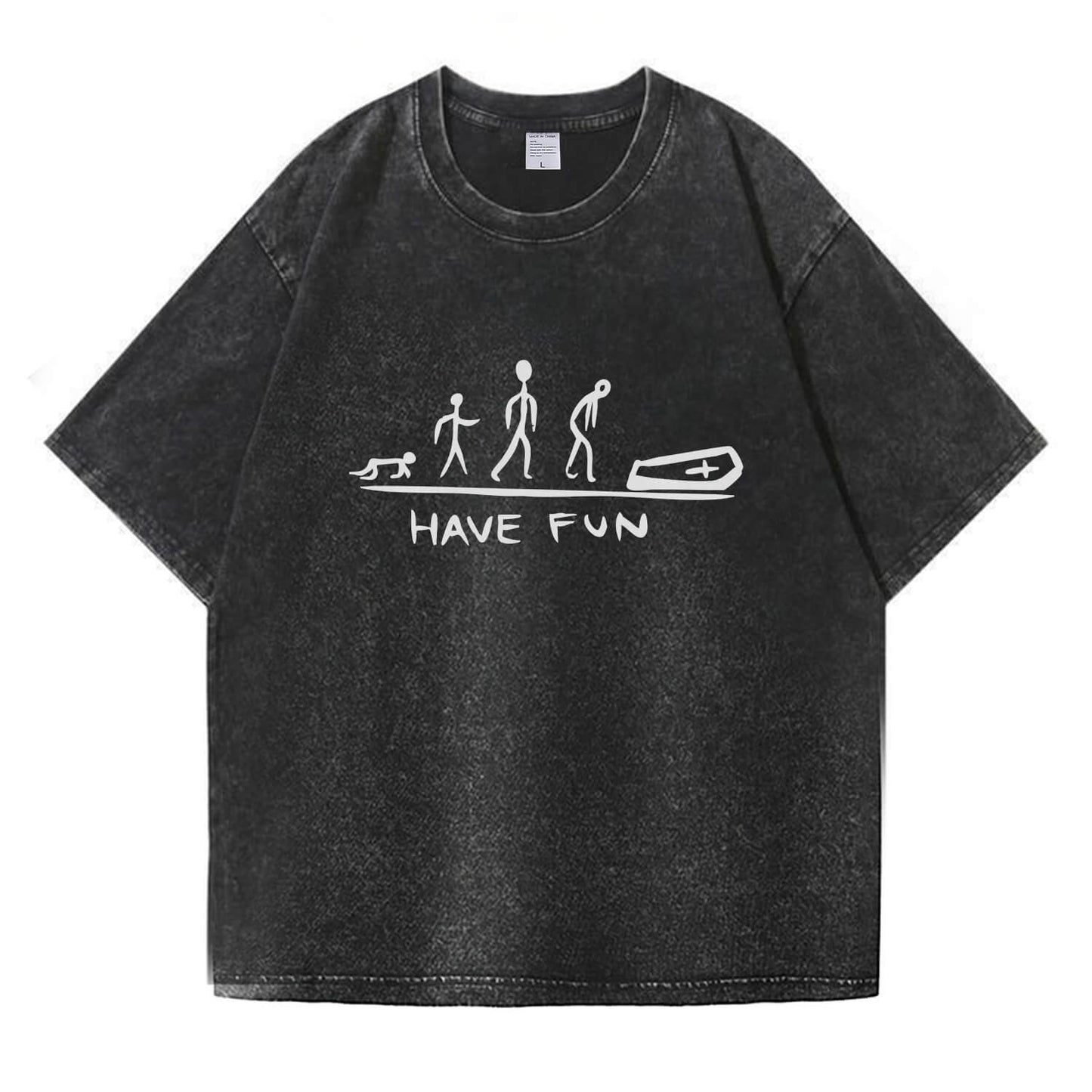 Evolution Meme Coffin Graphic Washed T-Shirt PT174