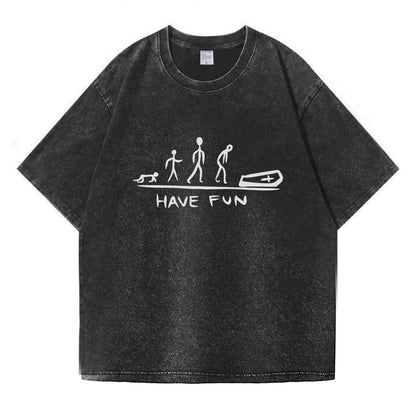 Evolution Meme Coffin Graphic Washed T-Shirt PT174
