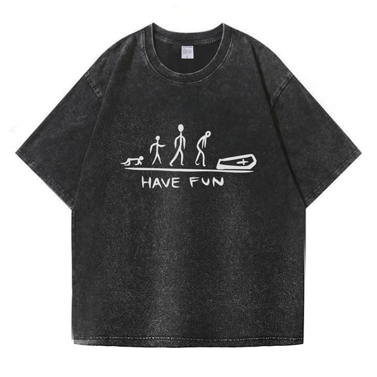 Evolution Meme Coffin Graphic Washed T-Shirt PT174