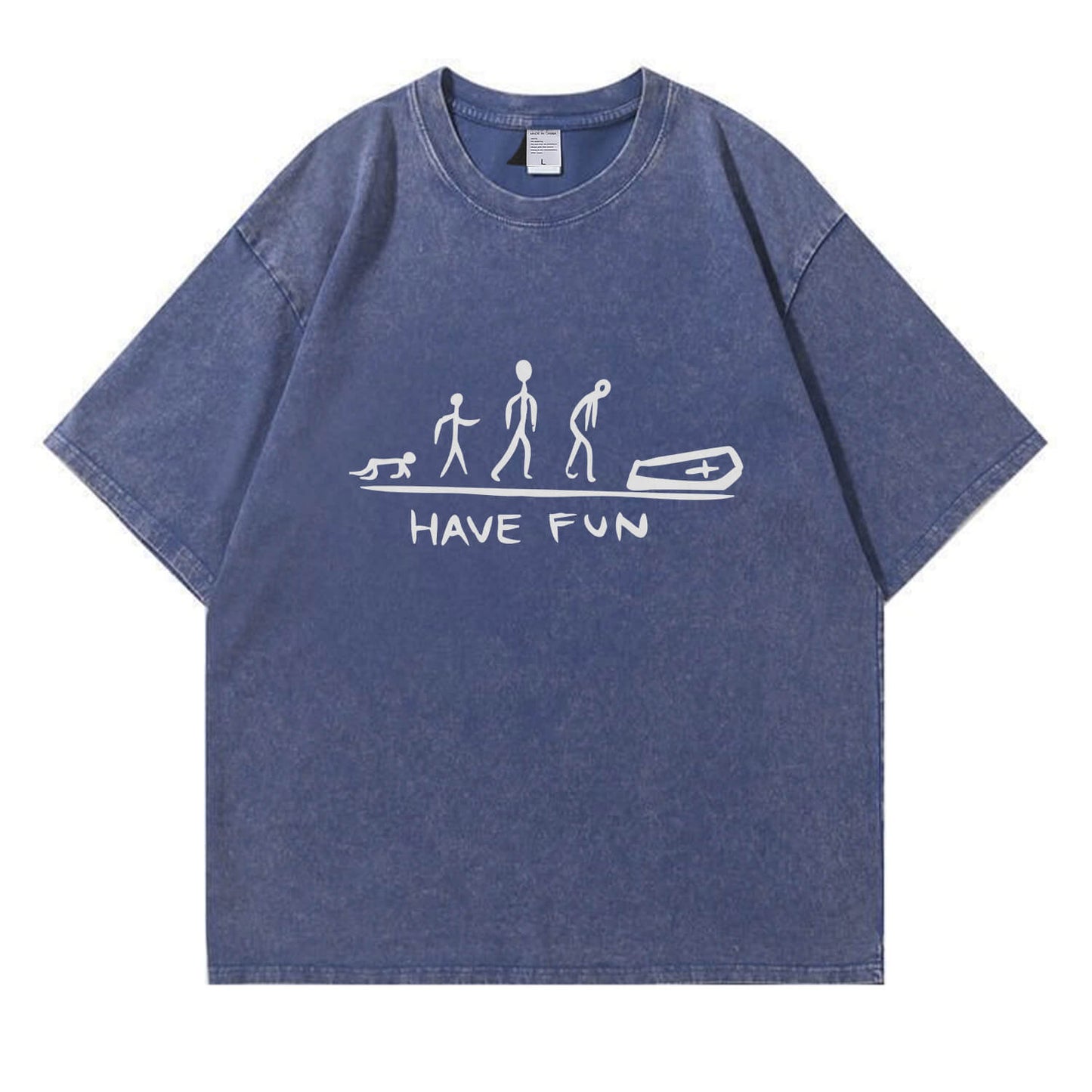 Evolution Meme Coffin Graphic Washed T-Shirt PT174