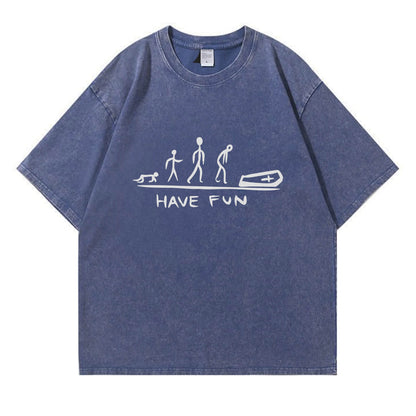 Evolution Meme Coffin Graphic Washed T-Shirt PT174