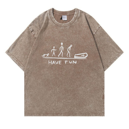 Evolution Meme Coffin Graphic Washed T-Shirt PT174