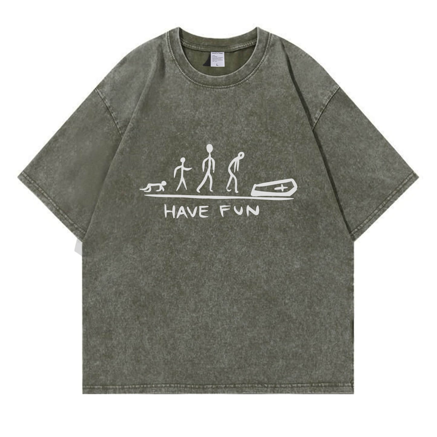 Evolution Meme Coffin Graphic Washed T-Shirt PT174