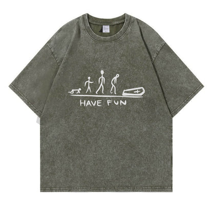 Evolution Meme Coffin Graphic Washed T-Shirt PT174