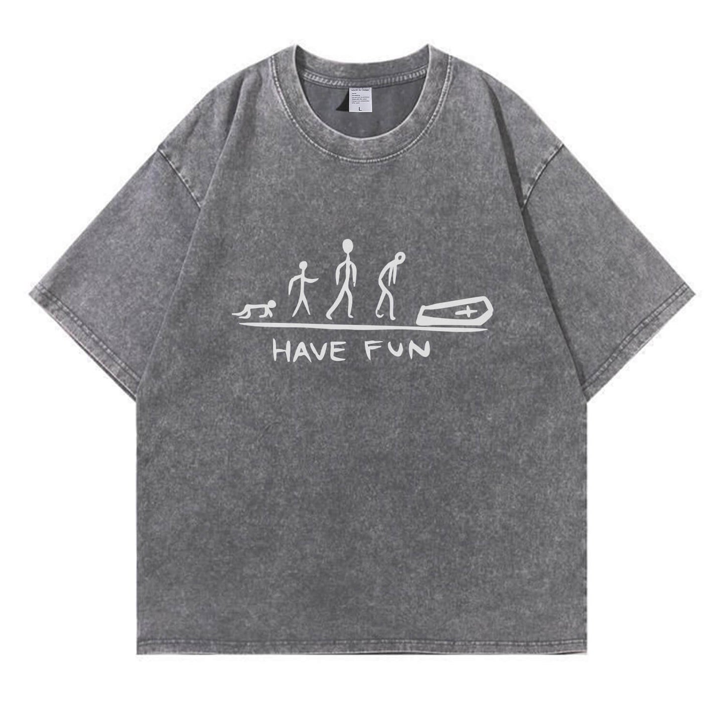 Evolution Meme Coffin Graphic Washed T-Shirt PT174