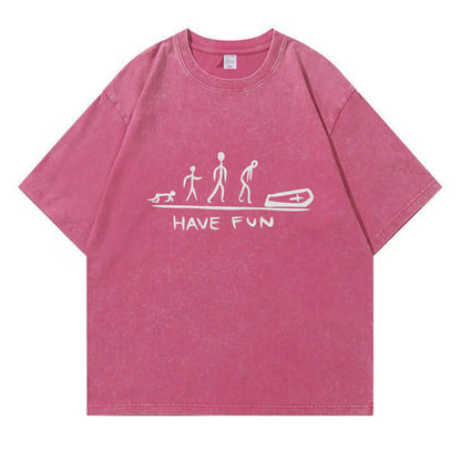 Evolution Meme Coffin Graphic Washed T-Shirt PT174