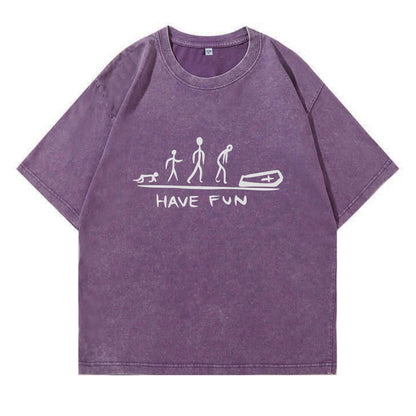 Evolution Meme Coffin Graphic Washed T-Shirt PT174