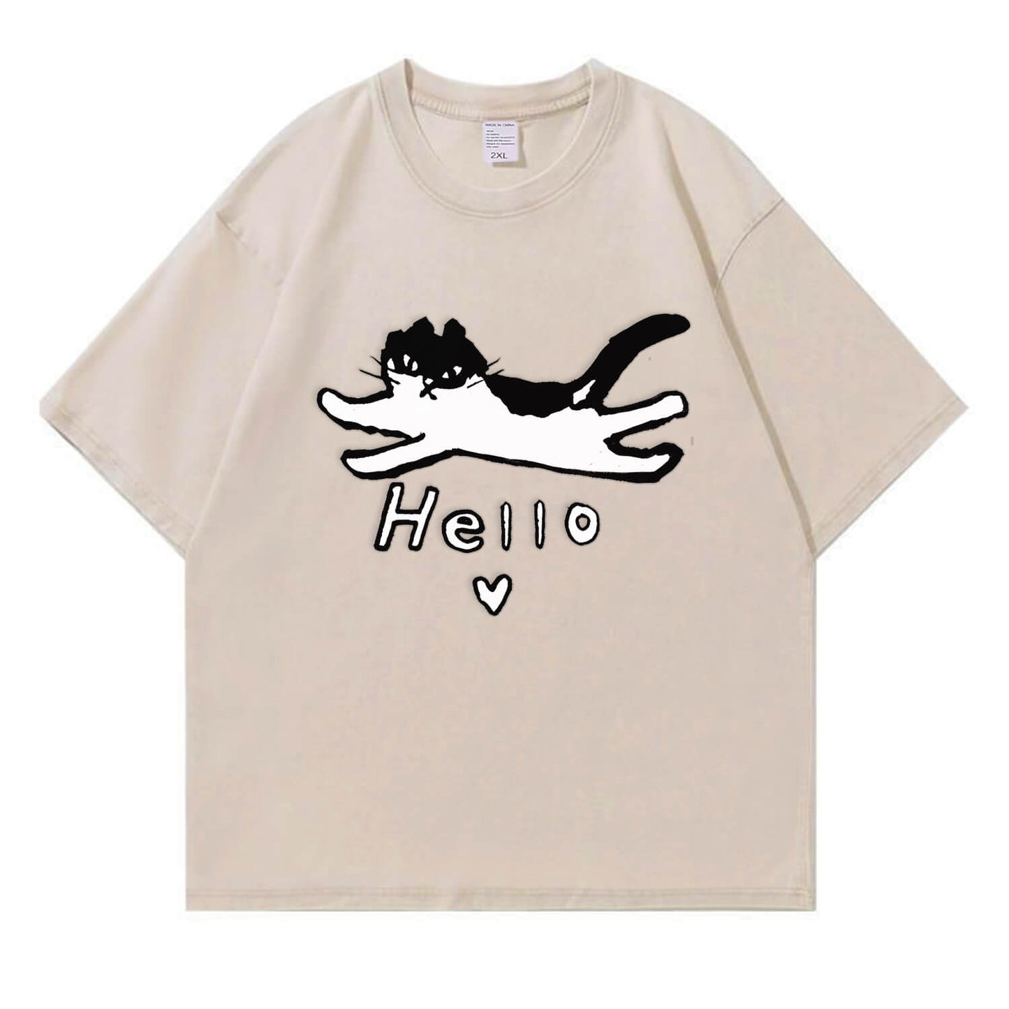 Hello Cat Washed T-Shirt PT297