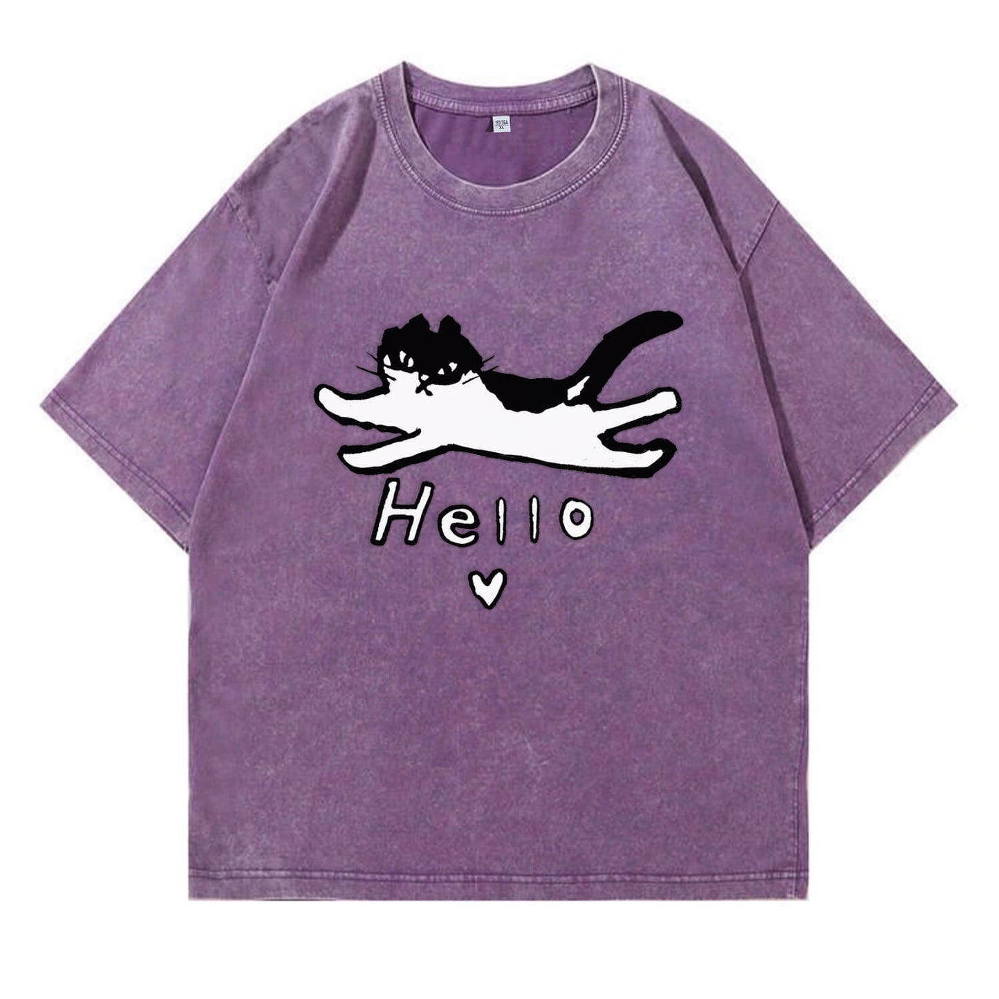 Hello Cat Washed T-Shirt PT297