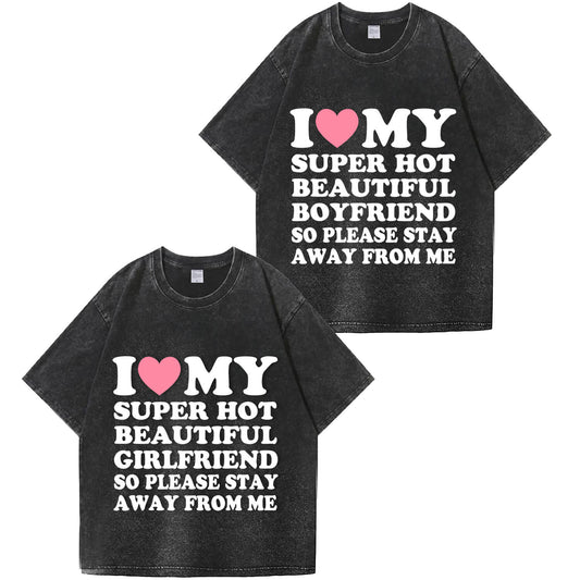 My Super Hot BF GF Y2K Valentine's Day Washed T-Shirt PT364