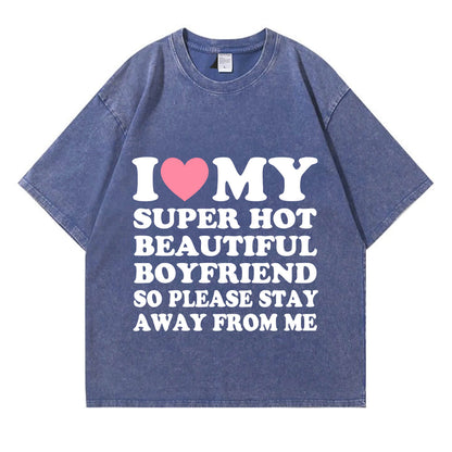 My Super Hot BF GF Y2K Valentine's Day Washed T-Shirt PT364