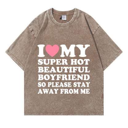 My Super Hot BF GF Y2K Valentine's Day Washed T-Shirt PT364