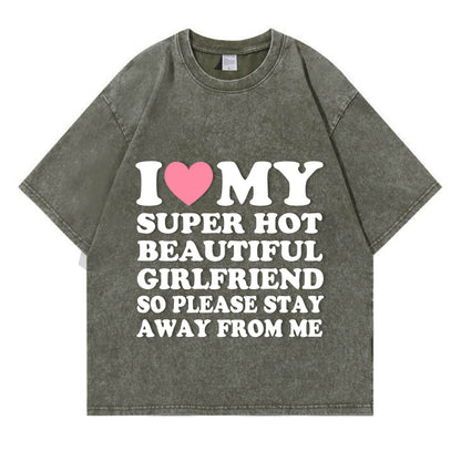 My Super Hot BF GF Y2K Valentine's Day Washed T-Shirt PT364
