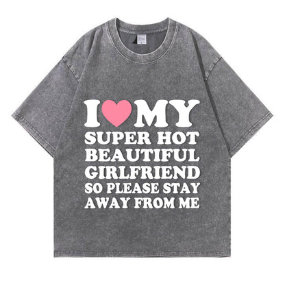 My Super Hot BF GF Y2K Valentine's Day Washed T-Shirt PT364