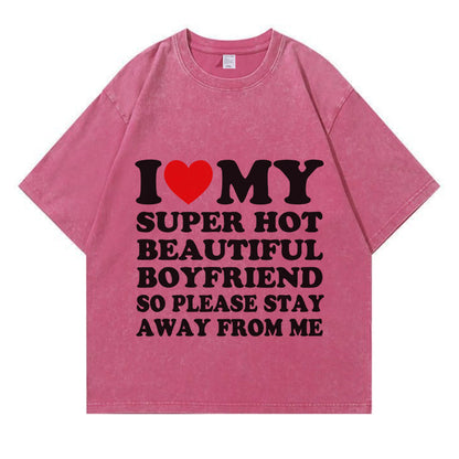 My Super Hot BF GF Y2K Valentine's Day Washed T-Shirt PT364