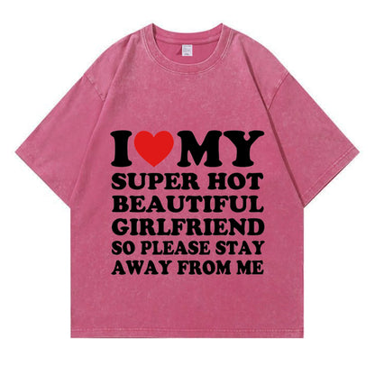 My Super Hot BF GF Y2K Valentine's Day Washed T-Shirt PT364