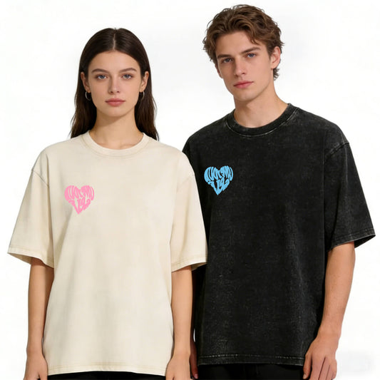 Heart Graffiti Washed T-Shirt P T369