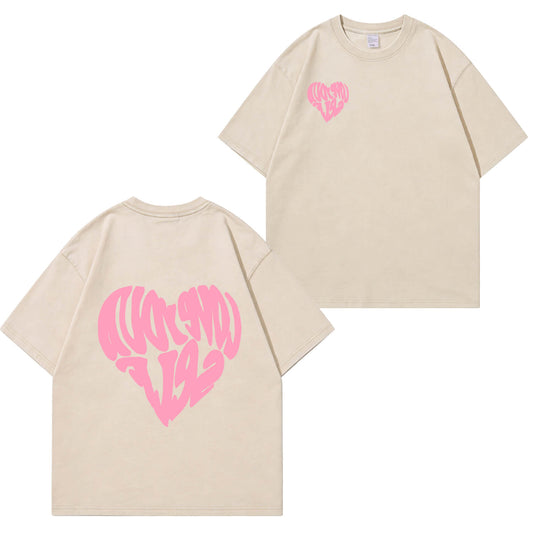 Heart Graffiti Washed T-Shirt P T369