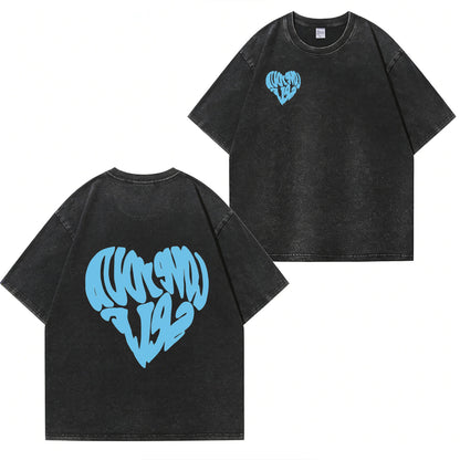 Heart Graffiti Washed T-Shirt P T369