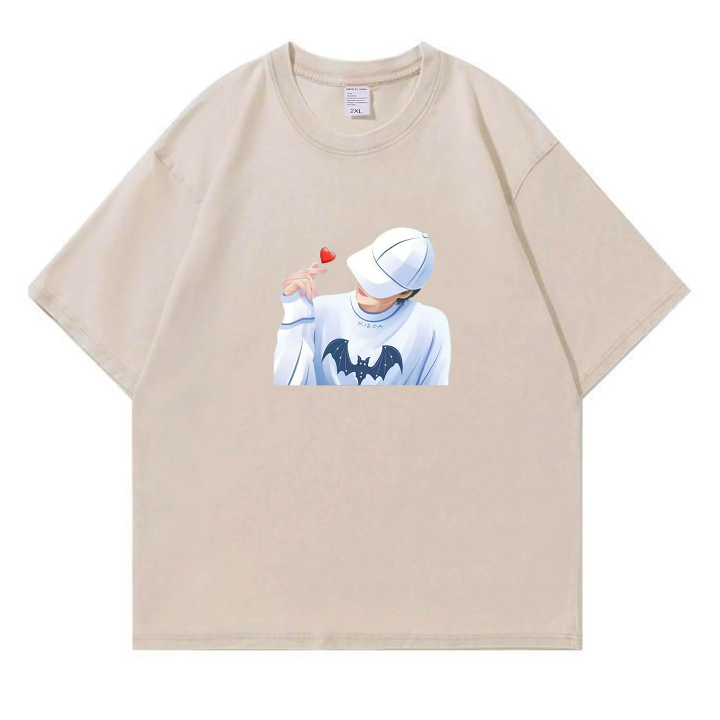 Couple Matching Heart Finger Washed T-Shirt PT391