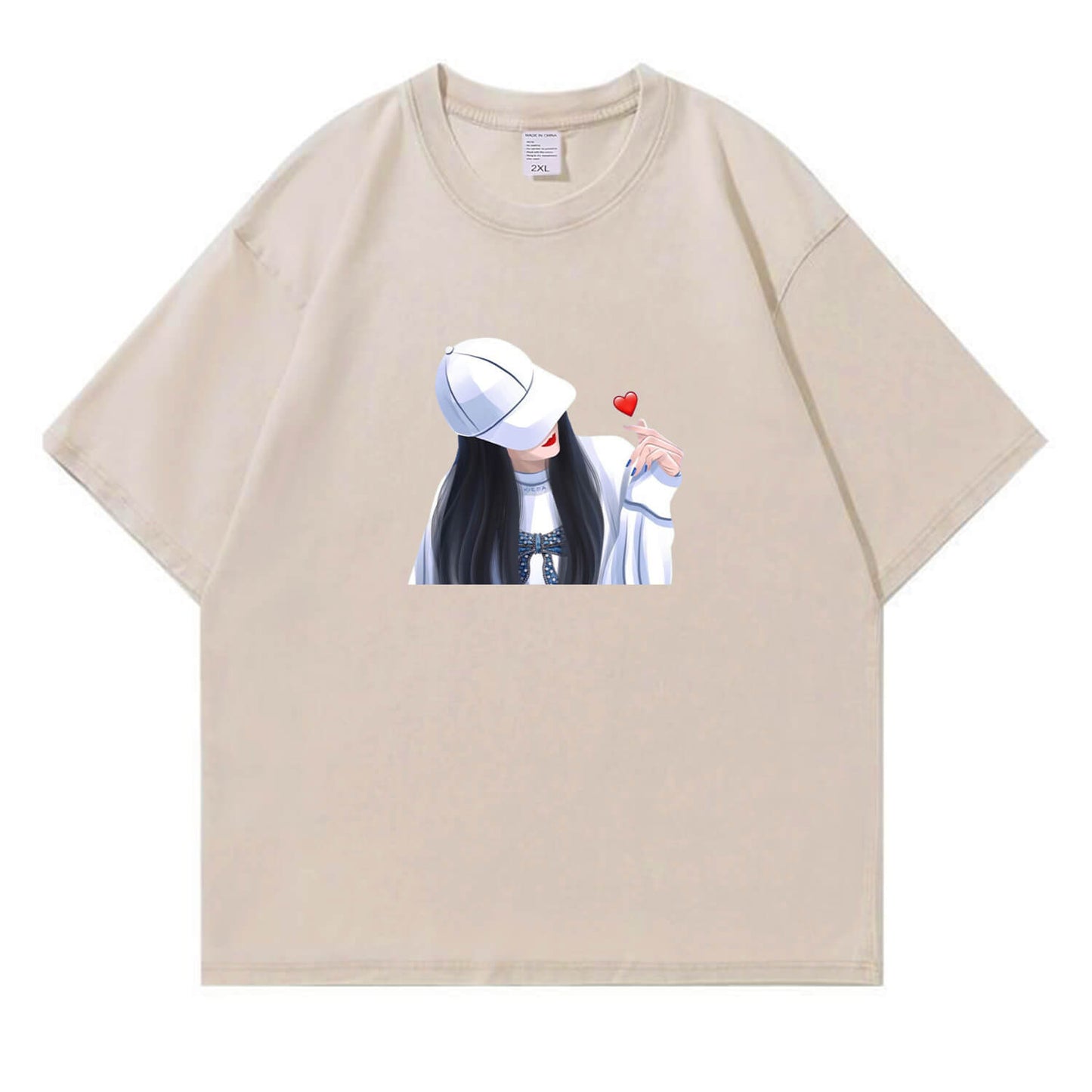 Couple Matching Heart Finger Washed T-Shirt PT391