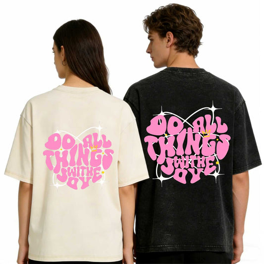 Do All Things With Joy Pink Bubble Heart Washed T-Shirt PT392