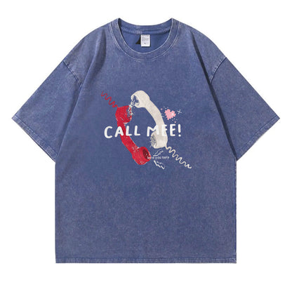 "CALL MEE!" Vintage Telephone Washed T-Shirt PT394
