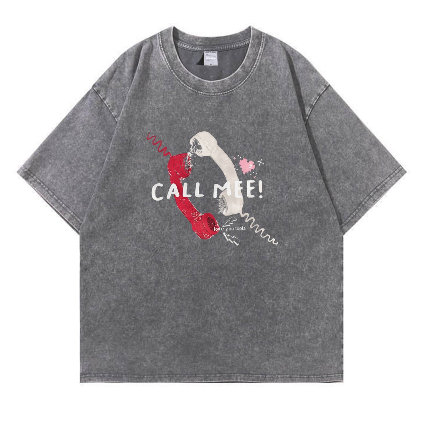 "CALL MEE!" Vintage Telephone Washed T-Shirt PT394