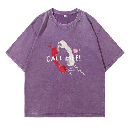 "CALL MEE!" Vintage Telephone Washed T-Shirt PT394