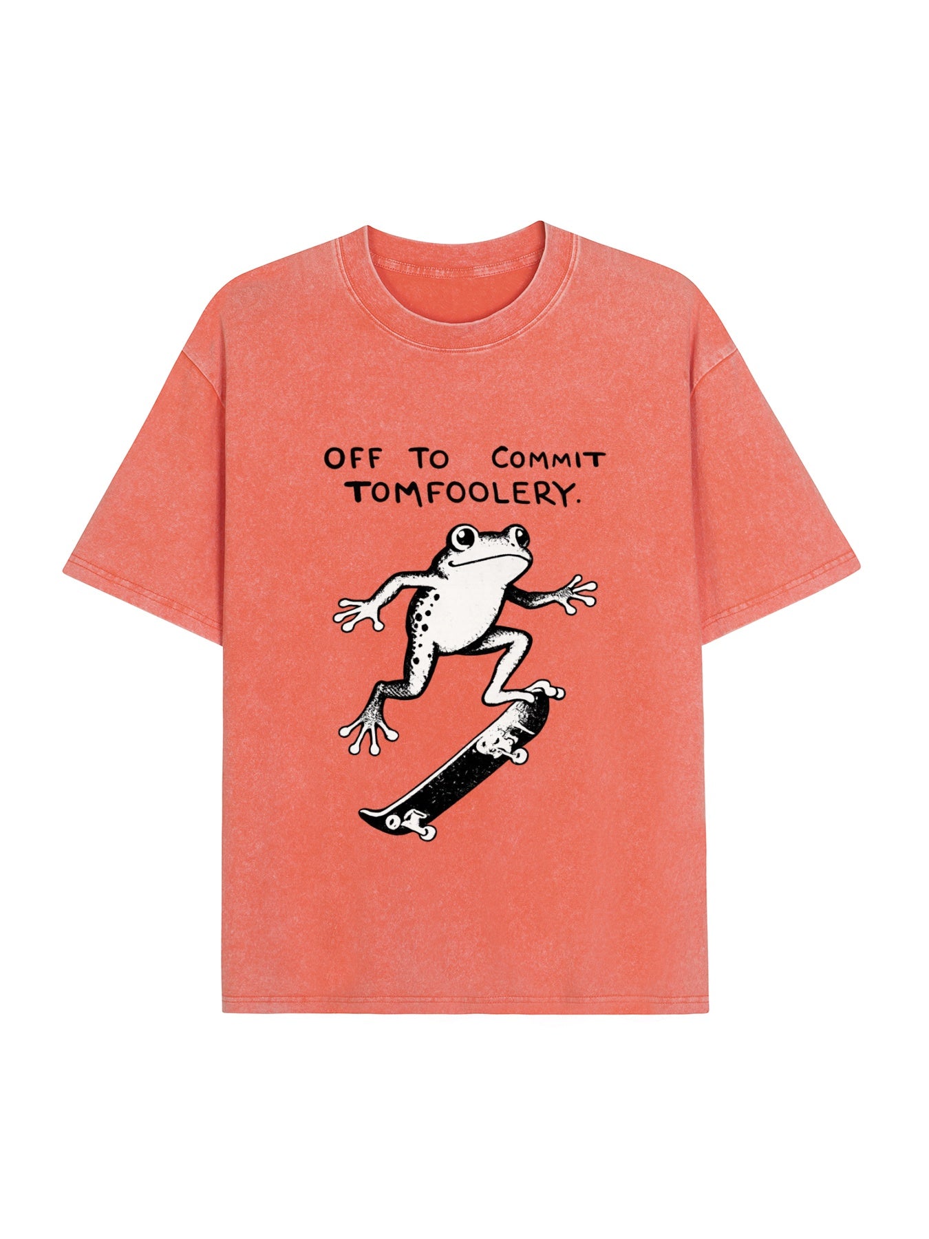 Playful Frog Skateboarding Washed T-Shirt PT452