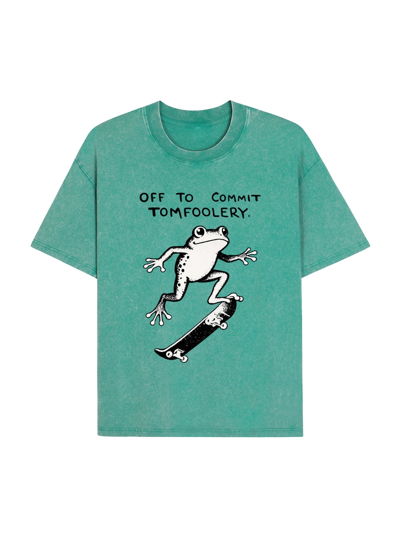 Playful Frog Skateboarding Washed T-Shirt PT452