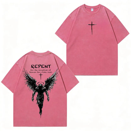 Repent Angel Wings Faith Washed T-Shirt PT482