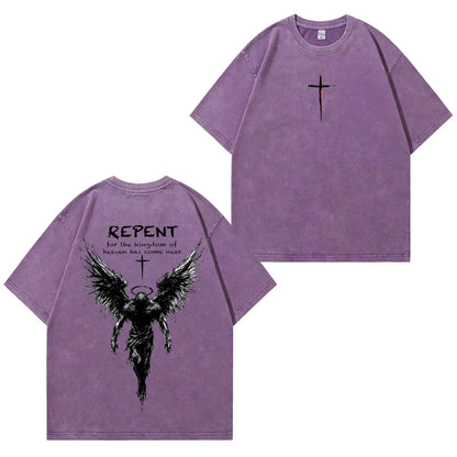 Repent Angel Wings Faith Washed T-Shirt PT482