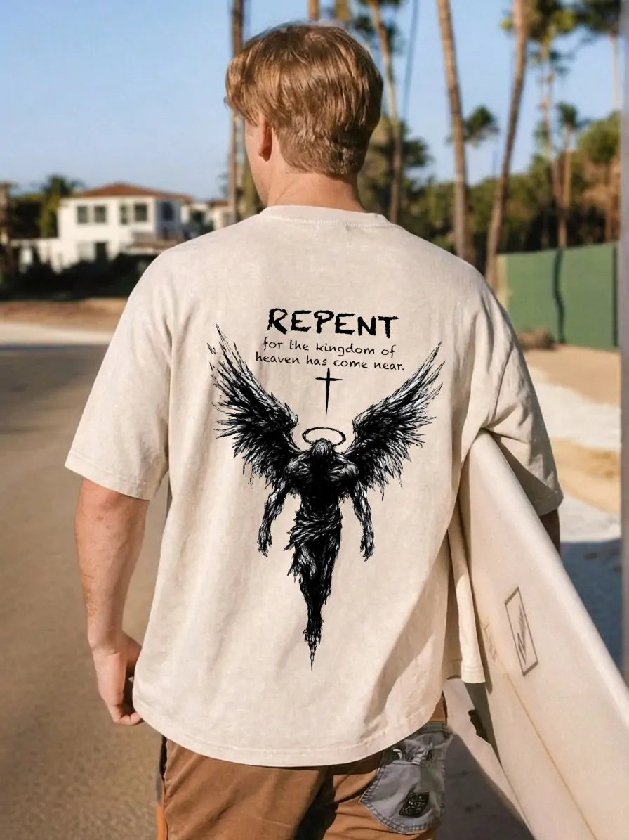 Repent Angel Wings Faith Washed T-Shirt PT482