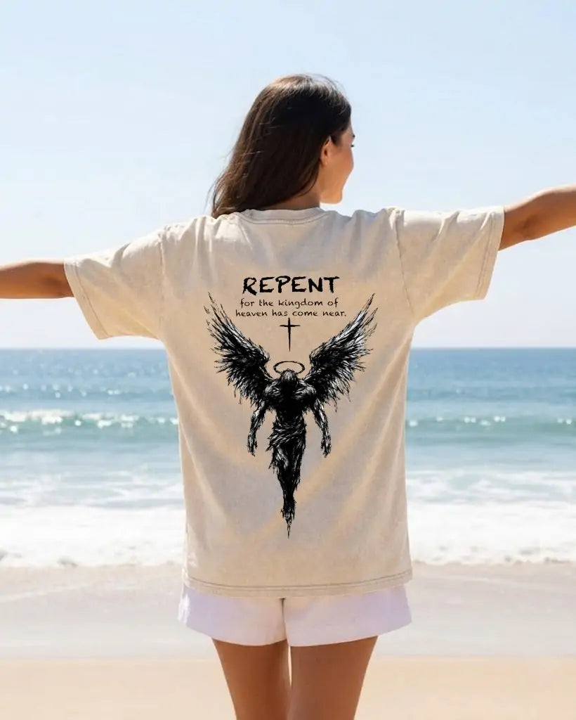 Repent Angel Wings Faith Washed T-Shirt PT482