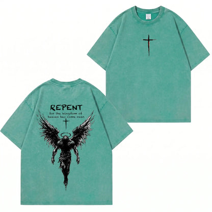 Repent Angel Wings Faith Washed T-Shirt PT482