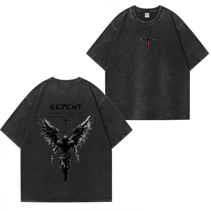Repent Angel Wings Faith Washed T-Shirt PT482