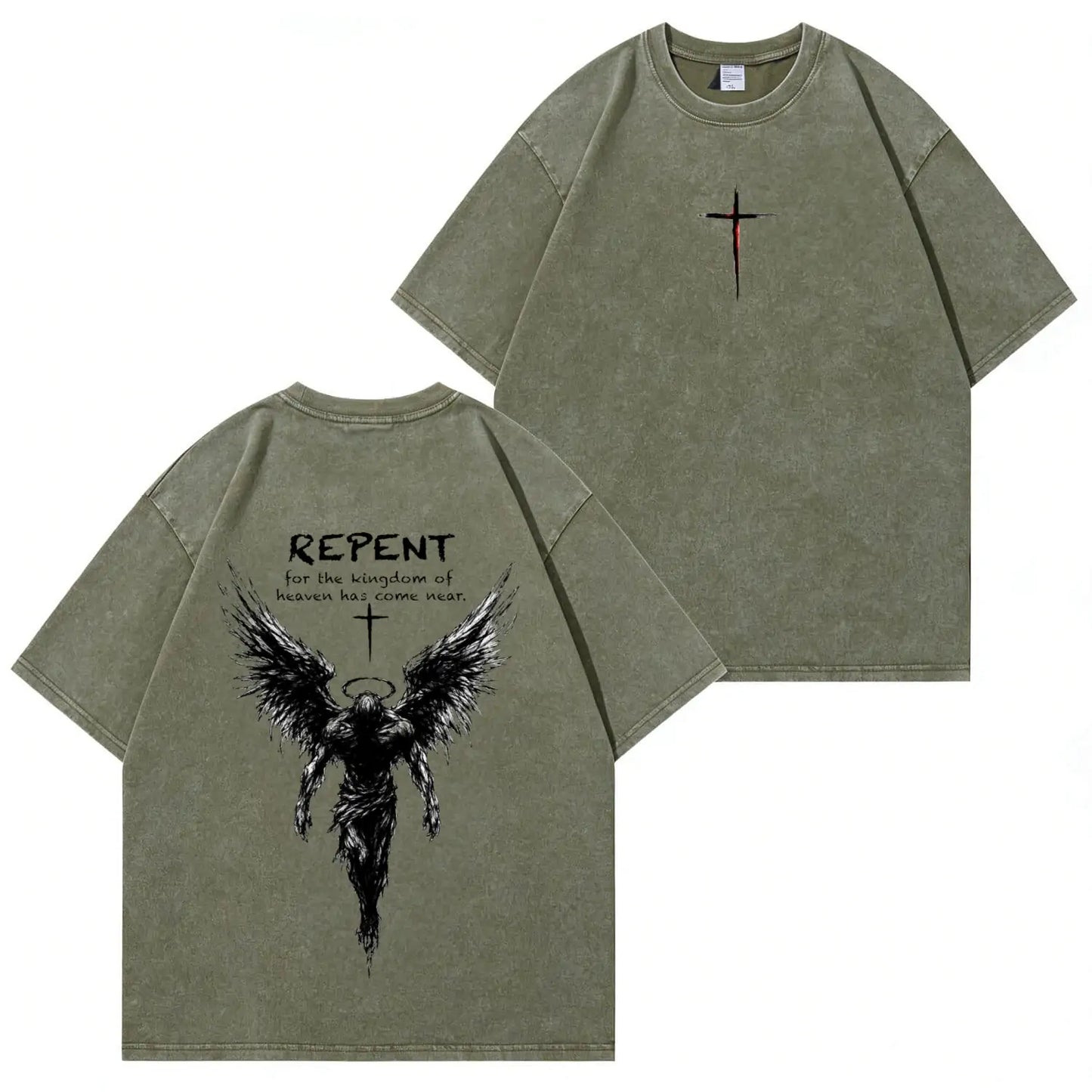 Repent Angel Wings Faith Washed T-Shirt PT482