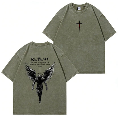 Repent Angel Wings Faith Washed T-Shirt PT482
