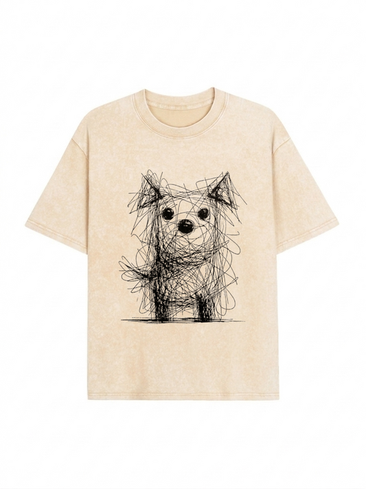 Scruffy Dog Chaos Art Washed T-Shirt PT441
