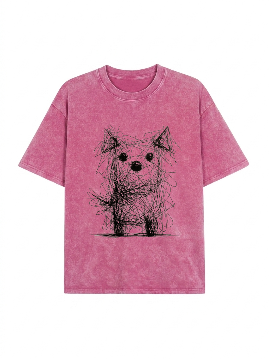 Scruffy Dog Chaos Art Washed T-Shirt PT441