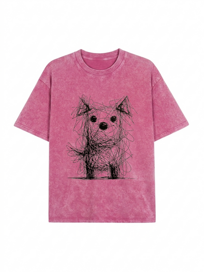 Scruffy Dog Chaos Art Washed T-Shirt PT441