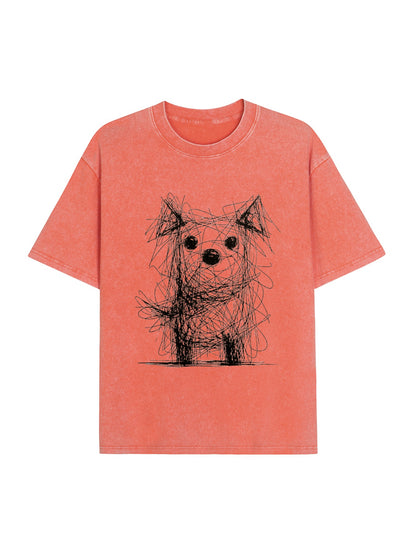 Scruffy Dog Chaos Art Washed T-Shirt PT441