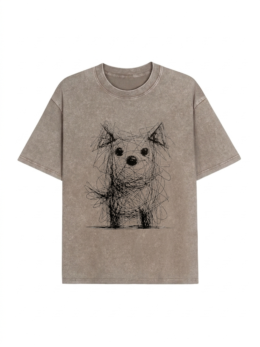 Scruffy Dog Chaos Art Washed T-Shirt PT441