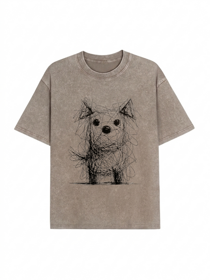 Scruffy Dog Chaos Art Washed T-Shirt PT441