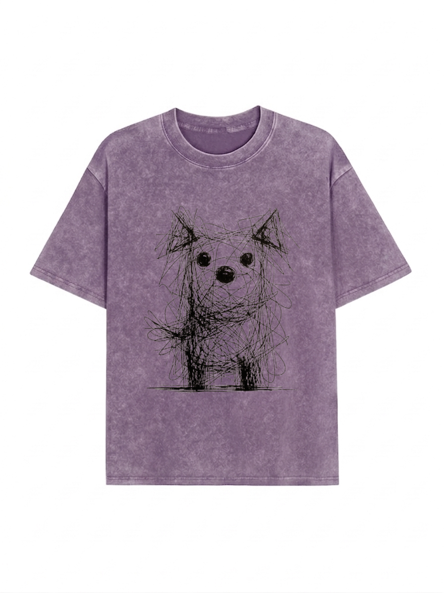 Scruffy Dog Chaos Art Washed T-Shirt PT441