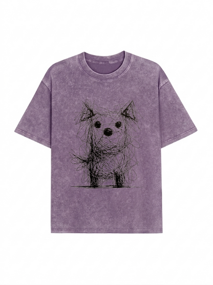Scruffy Dog Chaos Art Washed T-Shirt PT441