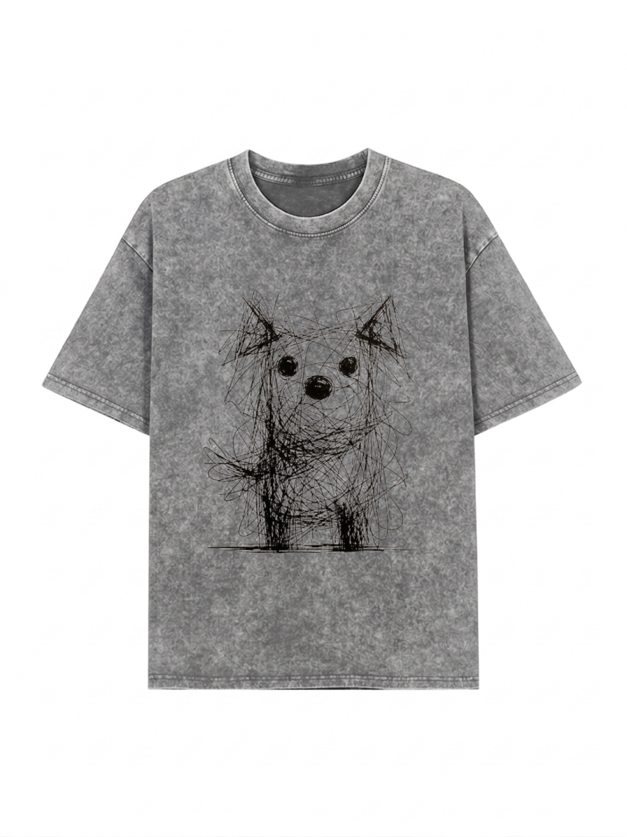 Scruffy Dog Chaos Art Washed T-Shirt PT441