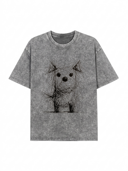 Scruffy Dog Chaos Art Washed T-Shirt PT441
