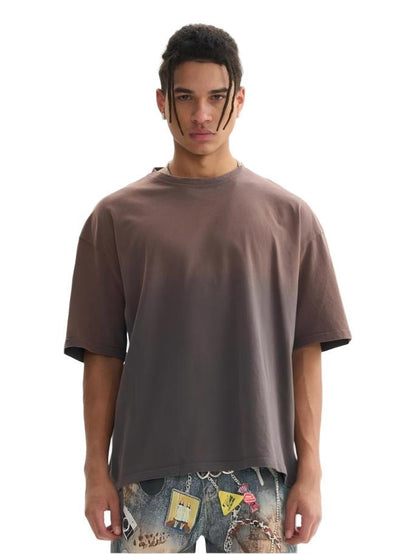 Vintage Wash Heavyweight Oversized Tee in Rose Red / Earth Brown